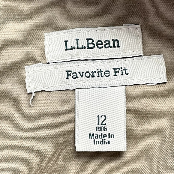 LL Bean Pants Women‎ 12 Beige Chino Cargo Mid Rise Relaxed Wide Leg Twill Safari - Picture 2 of 16